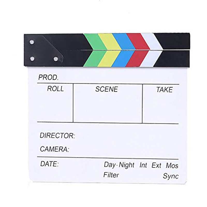 BERON Professional Vintage TV Movie Film Clap Board Slate Cut Prop Director Clapper (Colorful) - Image 1